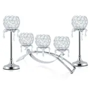Set of 3 Gold Crystal Tea Light Candlestick Holders Flower Shape with Crystal...