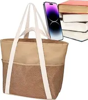 [ETUCYNG] Beach Tote Bag - Sandproof Beach Zipper Bags For Clothes | Fashion Travel Vacation Must-Have For Makeup Slippers Towels Phones Shirts Sunscreen