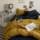 Yellow-black 1.5m Bed Fitted Sheet Set with 200x230cm Duvet Cover - 4-Piece Bedd