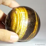 450g69mm Yellow Tiger Eye Sphere Crystal Ball Natural Quartz Healing Stone