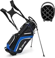 Costway Golf Stand Bag, Golf Club Bag w/ 14 Way Top Dividers, 6 Pockets, Cooler Bag, Dual Strap & Rain Hood, 2.3kg Lightweight Golf Carry Bag for Men & Women