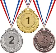 9pcs Gold/Silver/Bronze Medals,Digital Medal Trophy Set Wheat Ear Design Winner Awards 123 Gold Silver Bronze Medals for Competitions Stylish Zinc Alloy Crafted Trophies
