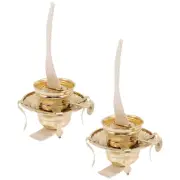2 Pcs Kerosene Lamp Holder Style Oil Wick Burner Rechargeable