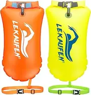 LeKaufen Swim Buoy for Open Water 2 Pack, 20L Swim Safety Float Waterproof Dry Bag for Swimmers Triathletes Kayakers Snorkelers, Swimming Pull Buoy for Safer Swim Training