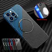 Magnetic Mag Safe Carbon Fiber Phone Case For iPhone 16 Pro Max 15 14 Plus 13 12