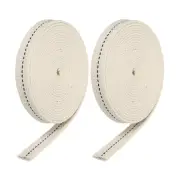 Cotton Oil Lamp Wick 13mm Flat Wide 5Meter/16.4Ft Long with Black Stitch, 2 Roll