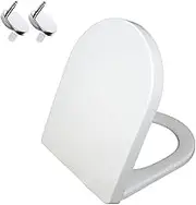 Toilet seat Toilet Seats, D Shaped Toilet Seat Elongated Toilet Seat, Bathroom Toilet Lid Slow Close Toilet Seat with Quick Release, Easy to Install & Clean, White,6(2)