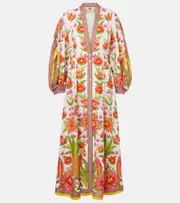 [Farm Rio] Farm Rio Ararais linen-blend maxi dress AU 6 multicoloured