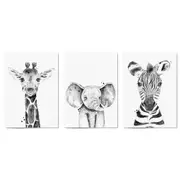 Set of Blushing Safari Animals Nursery Wall Art #1