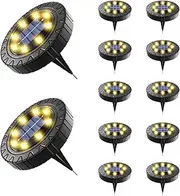 CGN Pack of 12 Solar Lights for Outdoors, 8 LED Solar Floor Lights, Outdoor Garden Lighting, IP68 Waterproof Upgraded Solar Lights for Outdoor Garden, Grass, Yard, Pool, Pathway, Driveway, Walkway