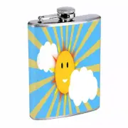 Smiling Summer Sun Em1 Flask 8oz Stainless Steel Hip Drinking Whiskey