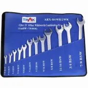 TRAX TOOLS 12Pcs Whitworth BSW Spanner Set 1/8" - 7/8" Combination Wrench Set