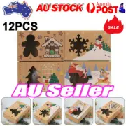 12PCS Christmas Candy Cookie Boxes Bakery Gift Boxes Cupcake Muffin Cake SW