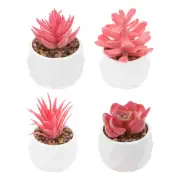 Artificial Succulents Set, 4Pcs Artificial Plant in Pot, Pink
