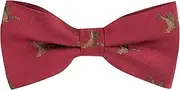 [King & Priory] Flying Duck Burgundy Red Herringbone Embroidered Bow Tie