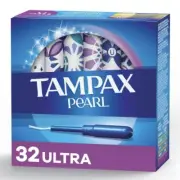 Tampax Pearl Ultra Absorbency Tampons 32 Count for Heavy Flow