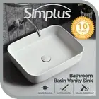 Simplus Ceramic Basin Vanity Sink Rectangle Hand Wash Bowl Above Counter Bath