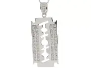 10k or 14k White Gold CZ Mens Cluster Pendant