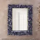 Amethyst Wall Mirror – Crystal Gemstone Decor, Boho Spiritual Accent Art Decor