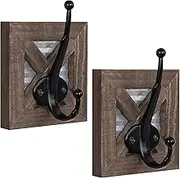 Autumn Alley Farmhouse Bathroom Hooks for Towels, Coat Hooks, and Robe Hooks - Towel Hooks for Bathroom Wall Mounted, Rustic Wall Hooks Decor, Wood, 2 Pack