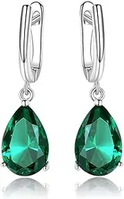 [GLESOS] Lightweight Water Drop/Dangle Huggie Earrings,18K White Gold Plated CZ Crystal earrings for Women