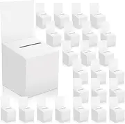 MOJIEZUO 24 Pack Raffle Box Donation Box for Fundraising, Ballot Box Cardboard Box with Slot for Ticket and Removable Header Charity Box for Collecting Business Card Voting Contes, 6 x 6 x 6 Inch