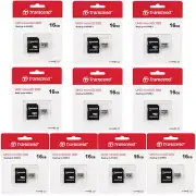 10x Transcend 16GB 300s 95MB/s Class 10 Micro SDHC Memory Card with SD Adapter