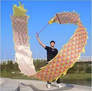 Dragon Dance Silk 6/8M Chinese Dragon Dance Chinese Colorful Dragon Dance Silk Performance Props Traditional Dragons Head Ribbon (Color : Yellow 8m, Size : China)