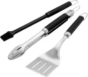 Weber Precision 3 Pc Grill BBQ Tool Set ~ NEW Soft Handles Stainless Steel