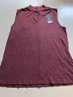 Jennifer Lopez JLO Sleeveless Keyhole Mauve Ribbed Top Sz L NWT
