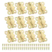 Small Jewelry Box Hinge 7/8 inch, 12 Pack 180-degree Butterfly Hinge, Gold