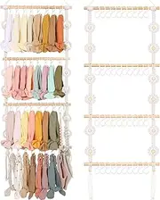 POVETIRE Headband Holder Head Bands Organizer for Baby Girl,Macrame Hair Accessories Organizer Storage Wall Hanging Decor for Nursery Girls Room