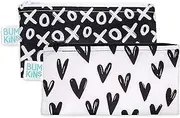 Bumkins Snack Bags, Reusable Fabric, Washable, Food Safe, BPA Free - XOXO & Hearts (2-Pack), 7x0.2x3.5 Inch (Pack of 2), SBS2-GG