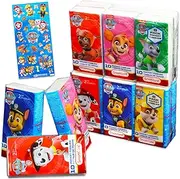 Paw Patrol Pocket Size Facial Tissues Set - 12 Packs of 10 Sheets (120 Sheets) & Stickers | Paw Patrol Disposal Tissues for Travel, School, Classroom