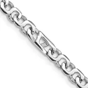 Solid 14K White Gold 8 inch 4.3mm Hand Polished Fancy Link with Fancy Lobster Clasp Bracelet