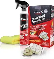 Wavex Clay Bar Kit for Car, Contains Lubricant Spray 350ml, 2 bar 100g Each, Microfiber, Contamination Removal Bar for Removing Rust & Other Particles