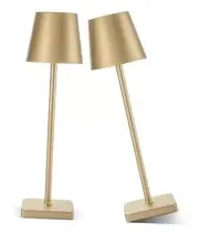 2 Pack Rechargeable Table Lamp, LED Cordless Desk Lamp, 5200mAh Gold 2Pack
