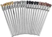 Yakamoz 20Pcs Stainless Steel Extension Rod Wire Brush, 100mm Extended Cleaning End Brushes Pen Assortment Set Stainless Steel Rust Paint Removal Bits Polishing Rotary Tools Accessories 3 mm Mandrel