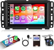 2G 64G Car Radio for Chevrolet Chevy Silverado Tahoe GMC Sierra Yukon Stereo with Wireless Apple CarPlay Android Auto 7 Inch Touch Screen with Bluetooth FM RDS GPS WiFi HiFi AHD Backup Camera Mic