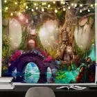 FE# Treehouse Tapestry Wall Hanging Rugs Home Decorative Carpet for Dorm (100X75