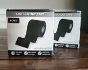 TWO Pack SB SOX Cotton Kinesiology Tape 16ft Uncut Roll -Latex Free -Black