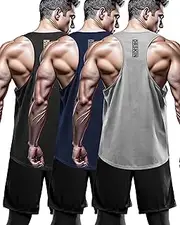 [DRSKIN] Men's 4 or 3 Pack Tank Tops Sleeveless Shirts Dry Fit Y-Back Muscle Mesh Gym Training Athletic Workout