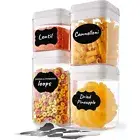 4 PCS Airtight Food Storage Containers Clear Kitchen Pantry Organization W/ Lids