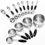 Measuring Cups and Magnetic Measuring Spoons Set, Stainless Steel 5 Cups and 7 Spoons and 1 Levele