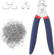 Hog Ring Pliers with 500 Pcs 3/4" Hog Rings, Galvanized Steel Hog Rings Perfect