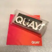 Quay Australia Sunglasses Case Transparent Button Close With Pink Cleaning Cloth