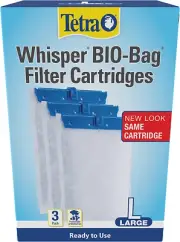 Whisper Bio-Bag Filter Cartridges For Aquariums Ready To Use BLUE Large, 3 Count
