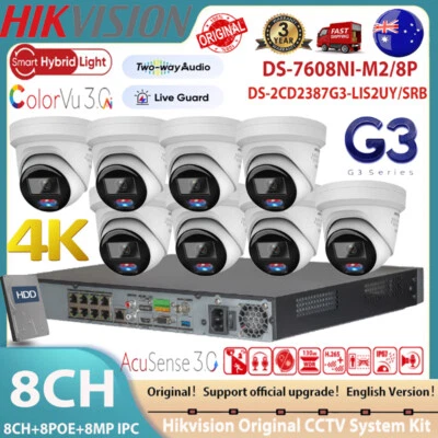 Hikvision 8CH POE 32MP CCTV System ColorVu3.0 Smart-Hybrid-Light MIC IP Camera
