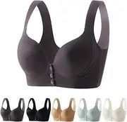 [Generic] Pubyfun Front Button Lift Bra, Snap Front Hook Bras Closure Bras, Comfortable Cotton Bra for Older Women, Dark Grey, 4X-Large