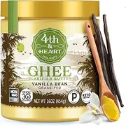 4th & Heart Vanilla Bean Grass-Fed Ghee, Clarified Butter, Keto, Pasture Raised, Non-GMO, Lactose And Casein Free, Certified Paleo (16 Ounces)